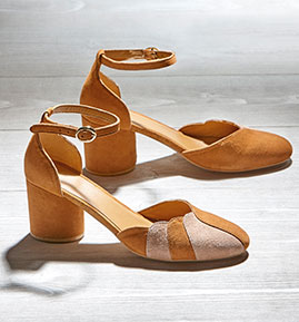 Salomés chaussures femme bicolore marron à talons - Blancheporte