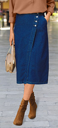 Jupe bleu portefeuille en jean 
