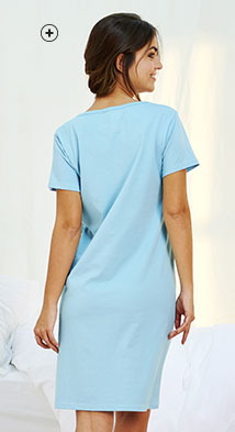 Tee-shirt pyjama rose imprimé col rond manches courtes éco-responsable coton bio Oeko-Tex® pas cher - Blancheporte
