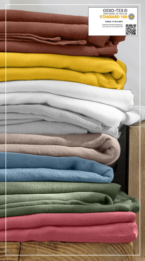 Parure linge de lit unie lin lavé  Oeko-Tex® Colombine® pas cher - Blancheporte