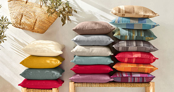 Housse coussin tissé multicolore en coton - lot de 2 - pas cher - Blancheporte