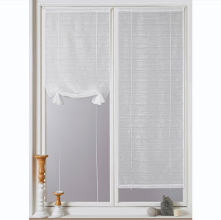 Rideau voilage vitrage blanc fines rayures passe-tringle pas cher - Blancheporte