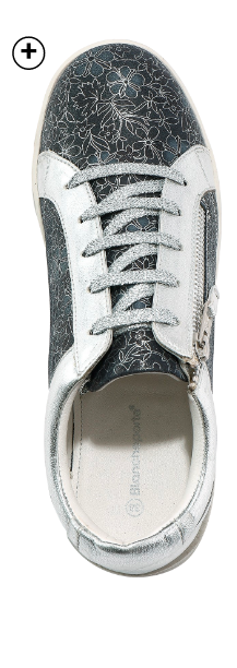 Basket basse femme zippée en cuir souple noir et gris bi-matière pas cher | Blancheporte  