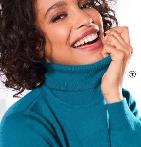 Pull col roulé femme toucher cachemire bleu prusse pas cher | Blancheporte