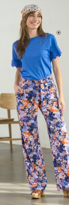 T-shirt femme coupe "boîte" à manches courtes brodées bleu pas cher | Blancheporte